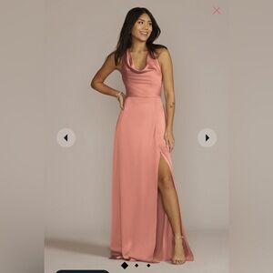 Bridesmaid dress! Stretch charmeuse sleeveless cowl dress. Size 2. Desert coral